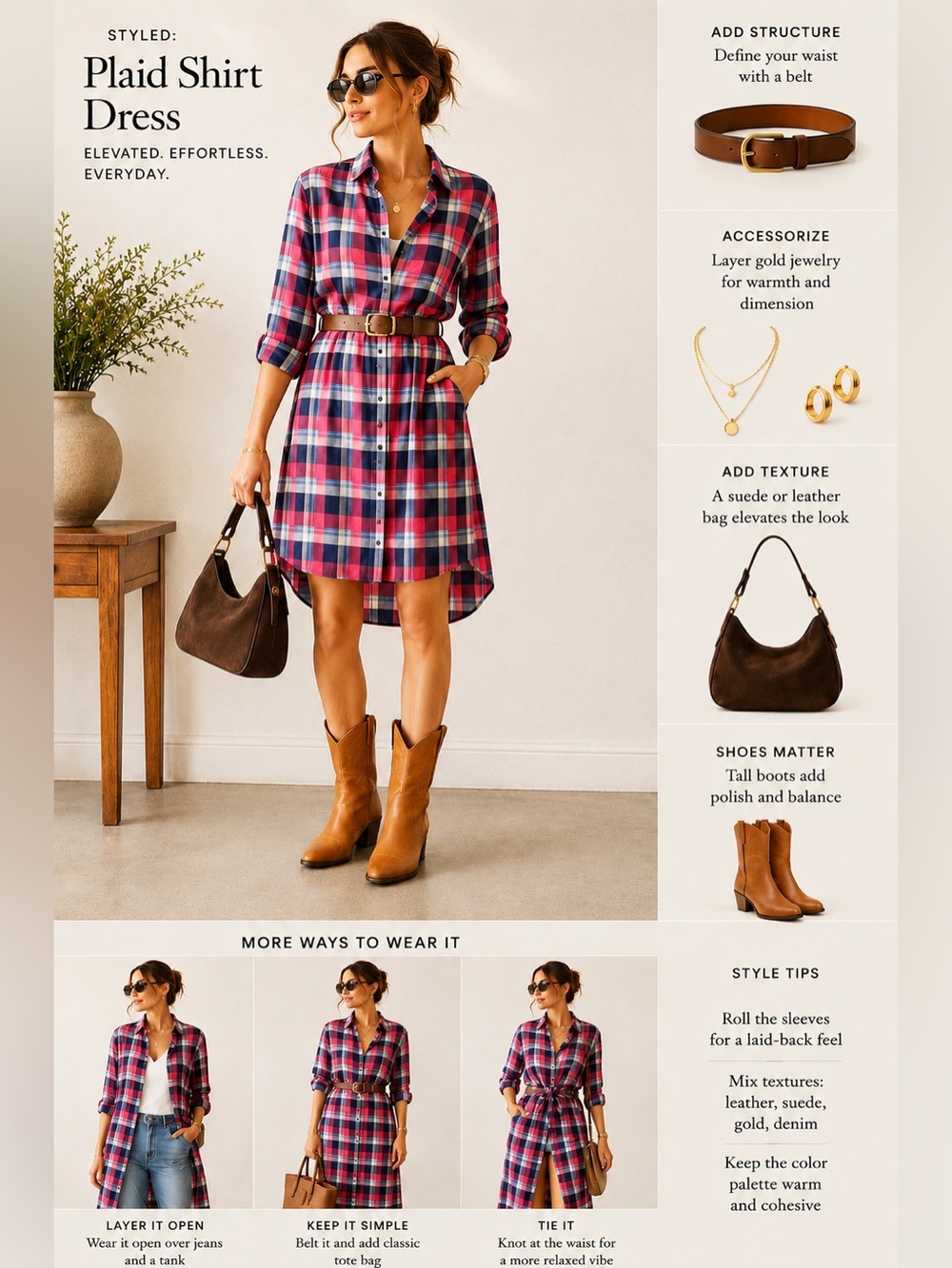 Equipment Femme Silk blend Multicolor Plaid Shirt Dress